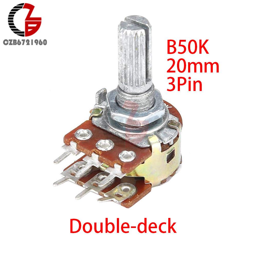 WH148 3-Pin 20mm Potentiometer Schalter 1K 2K 5K 10K 20K 50K 100K 250K 500K 1M B10 Potentiometer Einzel- Doppel-Schicht