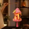 Traditional Palace Lantern Toy Chinese DIY Kit for Mid Autumn, Festival Handheld Glowing Autumn Decoration Paper Lamp with LED Light &