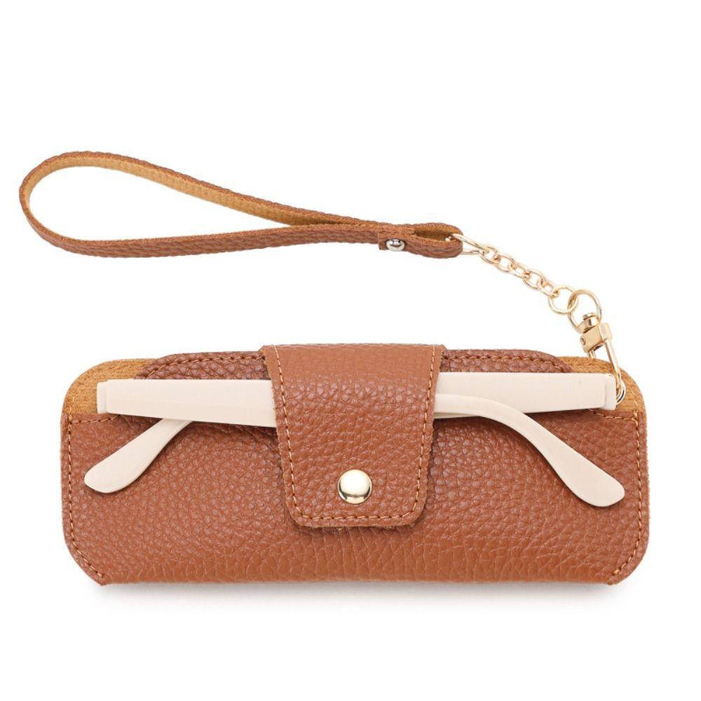 Portable Pu Leather Glasses Bag With Lanyard Sunglasses Eyeglass Bag Glasses Storage Bag Outdoor