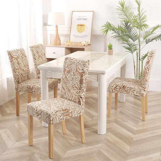 Leaves Series Chair Cover Removable Anti -Dirty Flower Branch Printed Dining Chair Cover Sets For Dining Space Home Wedding Stretch Seat Case