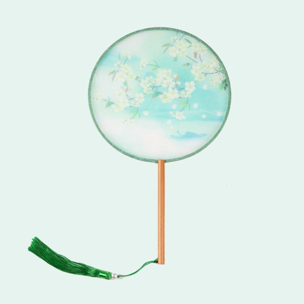 Handheld Embroidery Fan Tassels Silk Fan Classical Chinese Style Round Fan  Home Decor