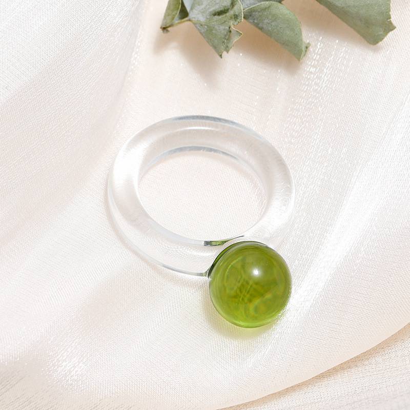 Round Rings Square Crystal Transparent Colorful Simple Geometric Resin Acrylic