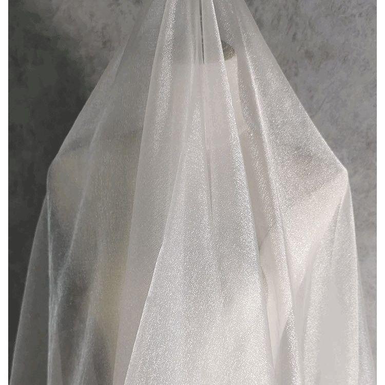 Thin pearlized silk organza fabric suitable for wedding dresses formal gowns decorations and DIY handmade clothing fabrics