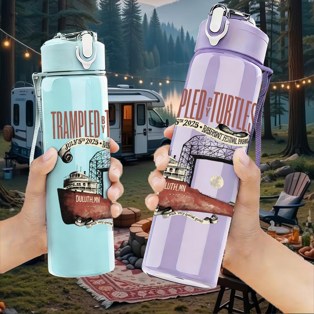 1PC Vintage Western Pistol Text Graphic Print 750ml Portable Sports Water Bottle Leakproof Gym Outdoor Travel Drink Cup
