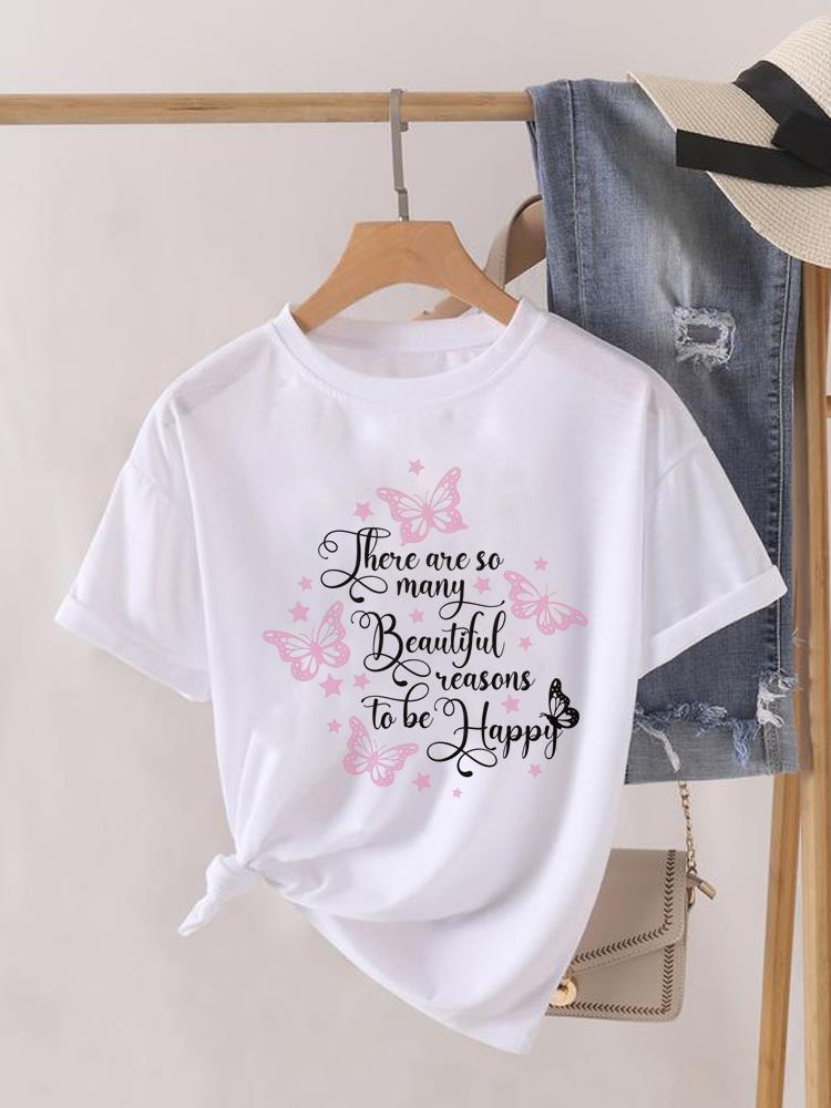 (Asian Size) flower trend cute T Shirt Lady Female Top Fashion Graphic Short Sleeve T-shirts Casual Printed Clothing Women Tee