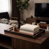 Serving Tray Elegant with Leather Handles Stylish for Entryway Organization