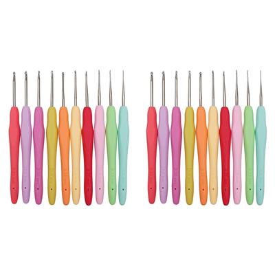 20 Stück Häkelnadeln Spitze Klein (0,5-2,75 mm), Ergonomisches Häkelnadel-Set Mit Weichem Griff Für Garn