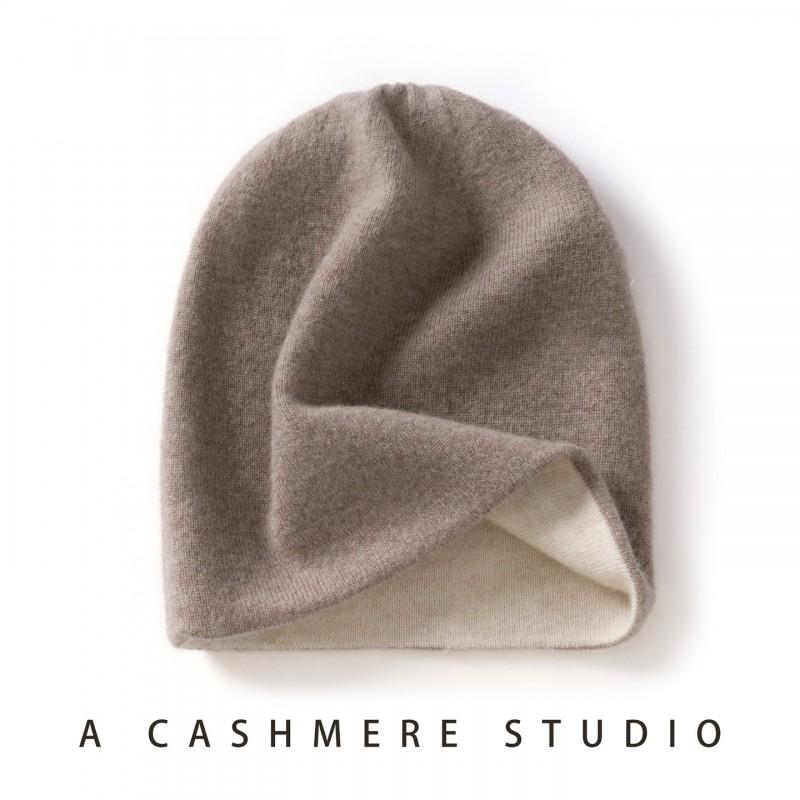 Double-Sided Cashmere Beanie Hat Men Women Winter Warm Knit Cap With Neck Protection