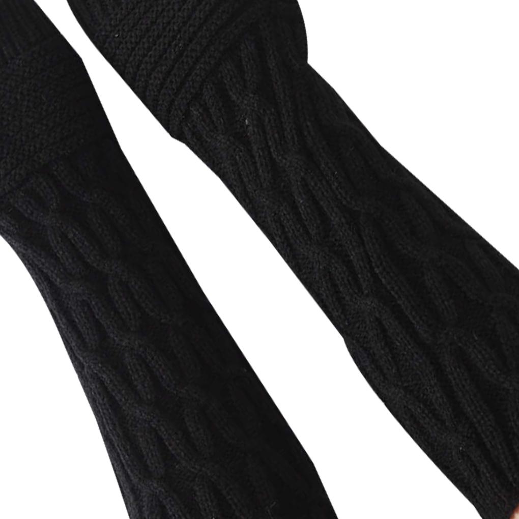1 Pair Winter Autumn Gloves Knit Arm Warmer for Women Girls Fold Pattern Stripe Arm Wrist Sleeve Mittens
