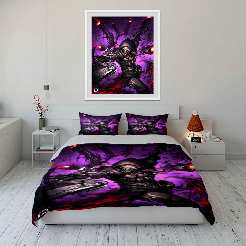 Hooded figure with guns. Bedding sets Duvet cover sets Duvet covers Pillowcases(1*Duvet Cover 2*Pillowcases without duvet insert)