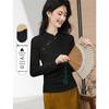 Women's Chinese Style Slanted Button Jacquard Knitted Long Sleeve Base Top