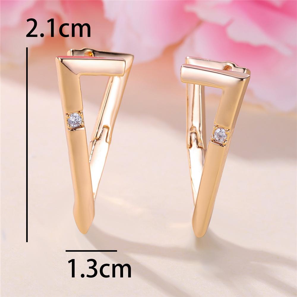 Einzigartige Damen Weiße Dreieck Zirkonstein Creolen Goldfarbe Mode Geschenke für Freundinnen Hochzeits Schmuck Für Frauen