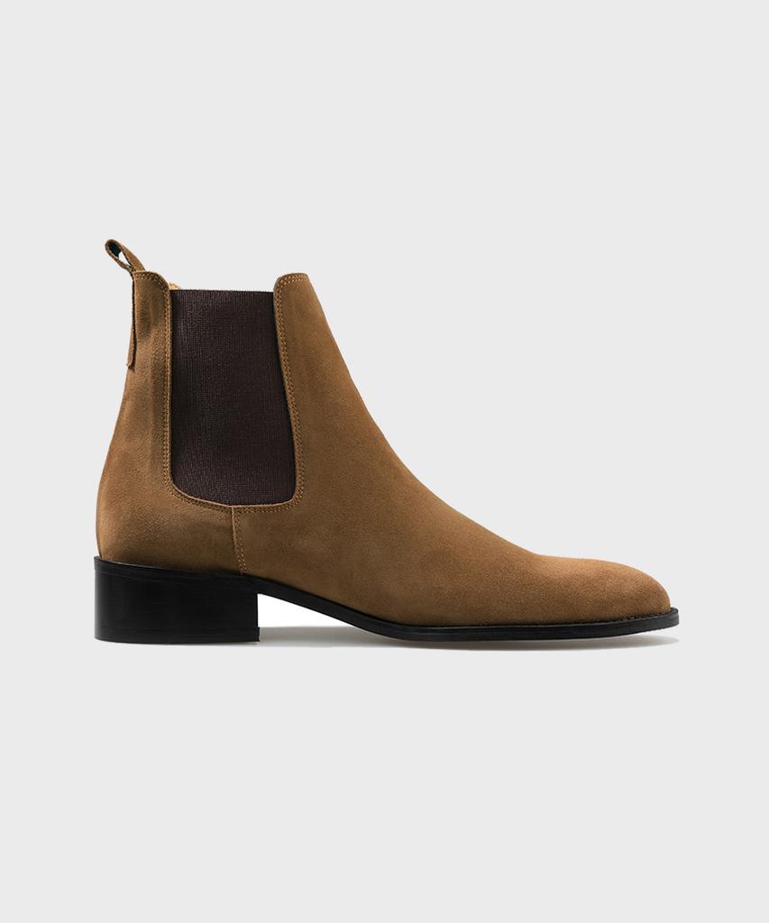 Firenze Atelier Slimline Black Sole Suede Chelsea Boots 3332-Qs [Mid Brown]