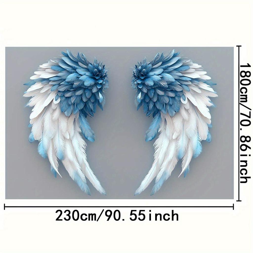 2D background banner, blue angel wings background - bird feather pattern photography background fabric, polyester