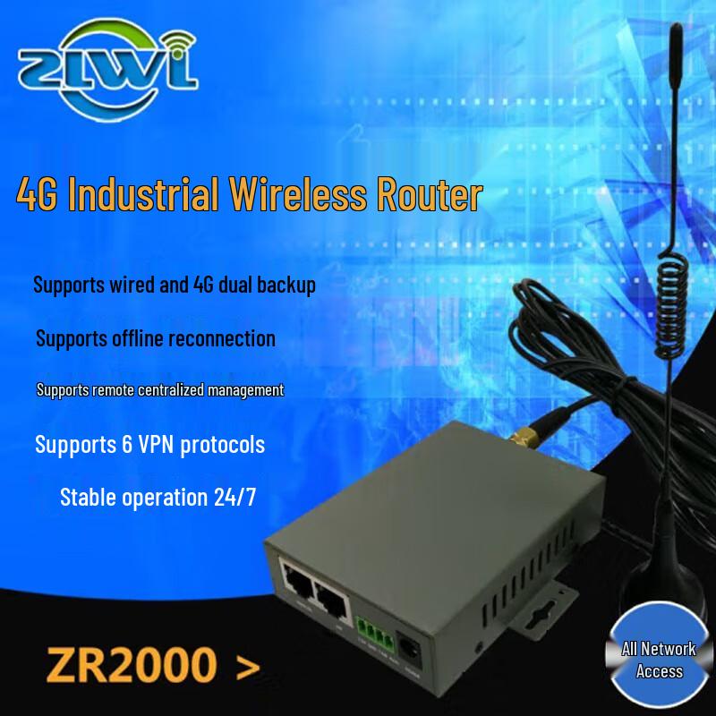 ZLWL Industrial 4G WiFi Router with Dual RJ45 & Serial DTU