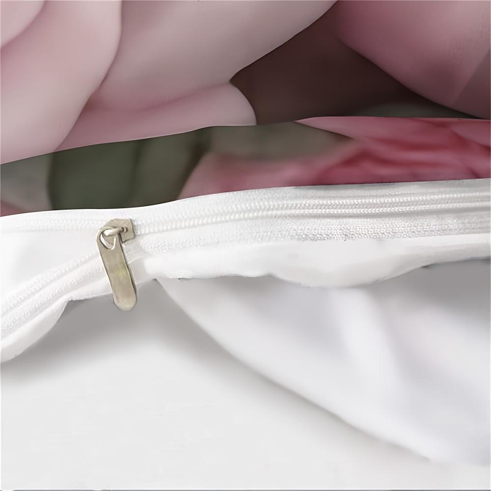 2/3Pcs Tiger Rose 3D Print Duvet Cover Set (1 Duvet Cover + 1/2 Pillowcase, Without Core), Elegant White Tiger Animal Flowers