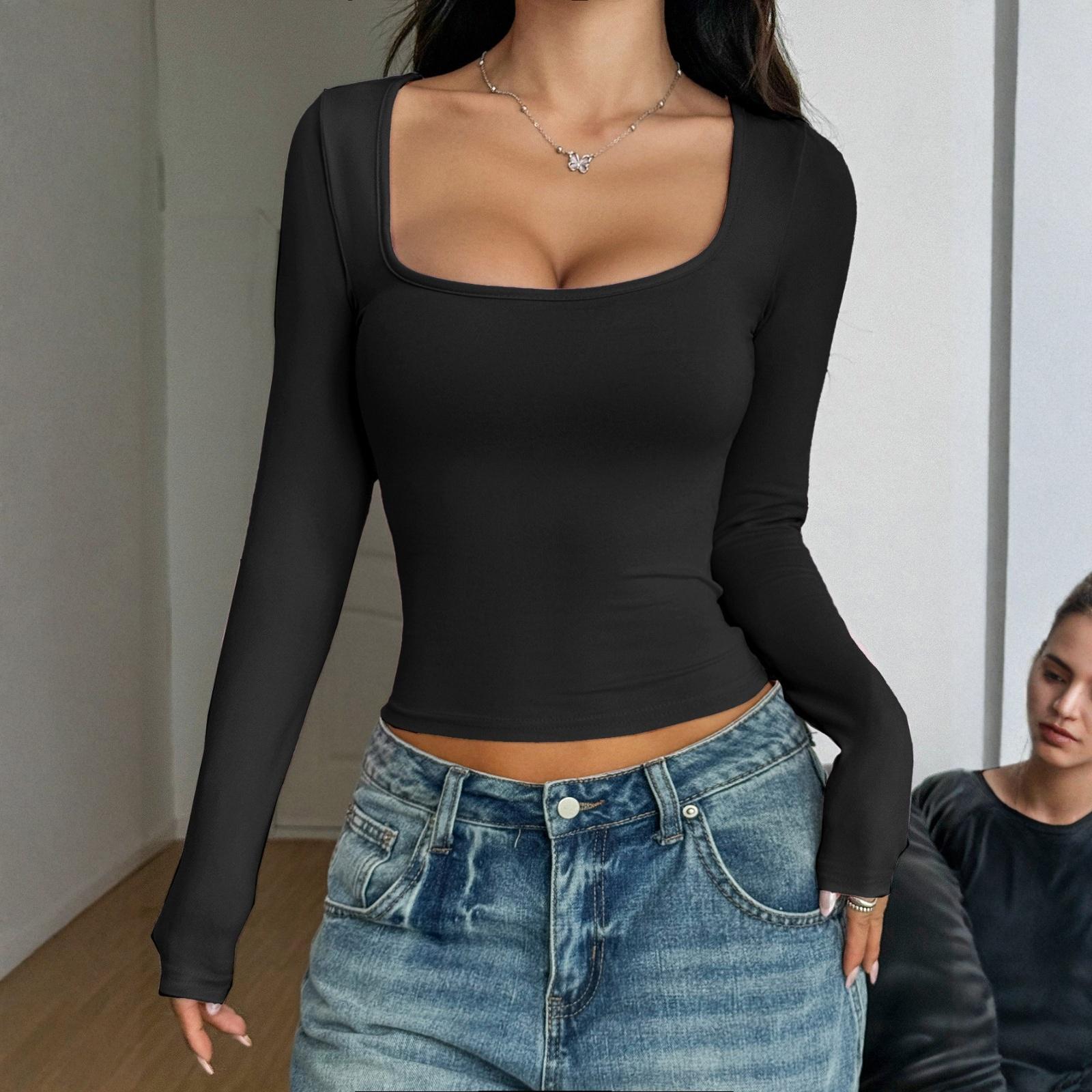 

Рубашки с длинным рукавом для женщин, милые футболки с графическим принтом, блузки, повседневные базовые топы больших размеров, пуловеры L чёрный