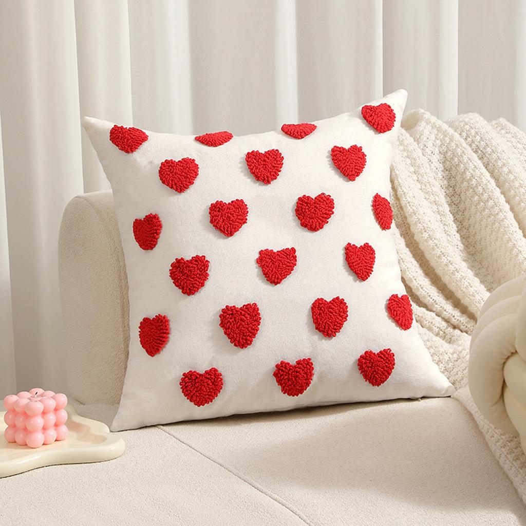 Valentine's Day Embroidered Plush Love Heart Cute Three-dimensional Pattern Pillow
