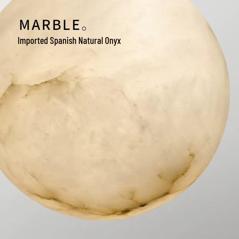 Modern Mid-Century Marble Wall Lamp - Round Nordic Design for Living Room, Hallway, Bedroom, and Balcony