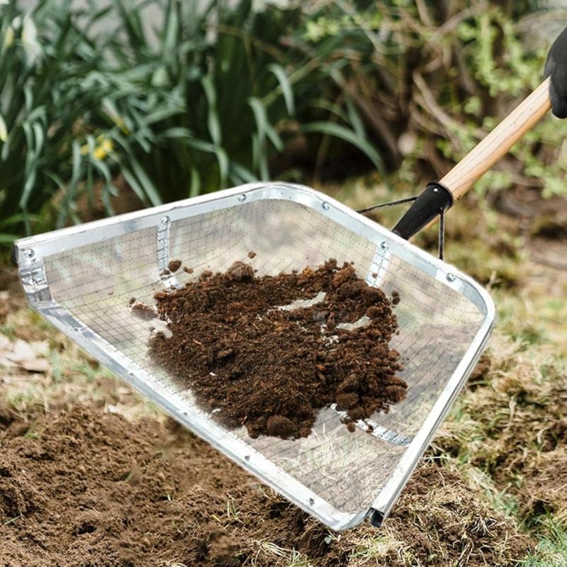 Heavy Duty Soil Sifter Tool Rustproof Stainless Steel Construction Sieve Shovel For Efficient Gardening And Farm Use