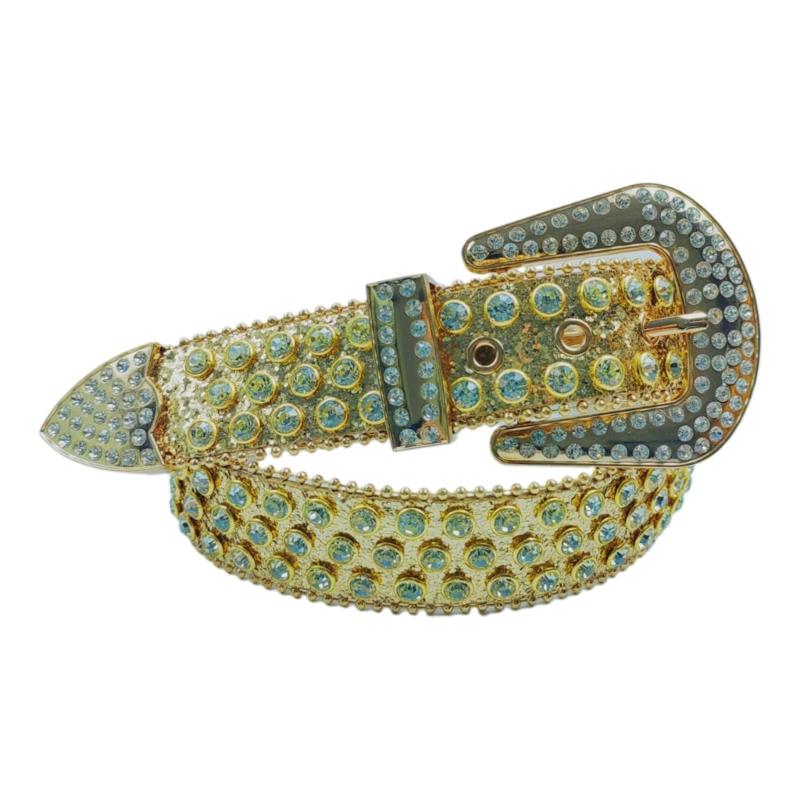 

Sweet Adult Belt with Rhinestone Light Luxurious Ladies Locomotive Waistband 1 золотий