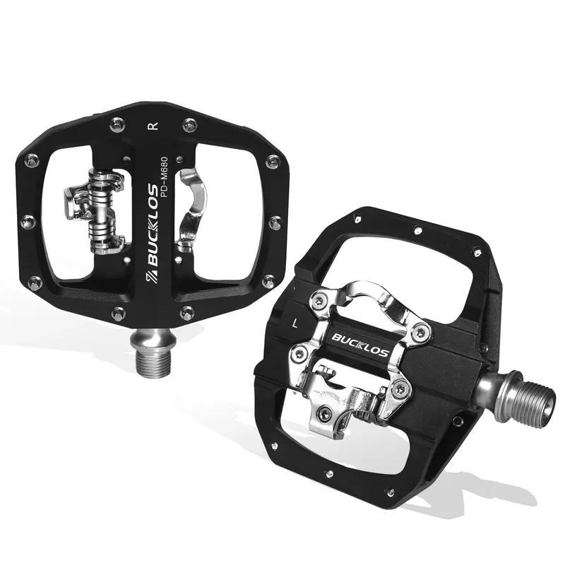 BUCKLOS MTB Pedal for SPD System Bicycle Mixed Pedal Mountain Bike Self-locking Pedals Aluminum Alloy MTB Bike Clipless Pedals