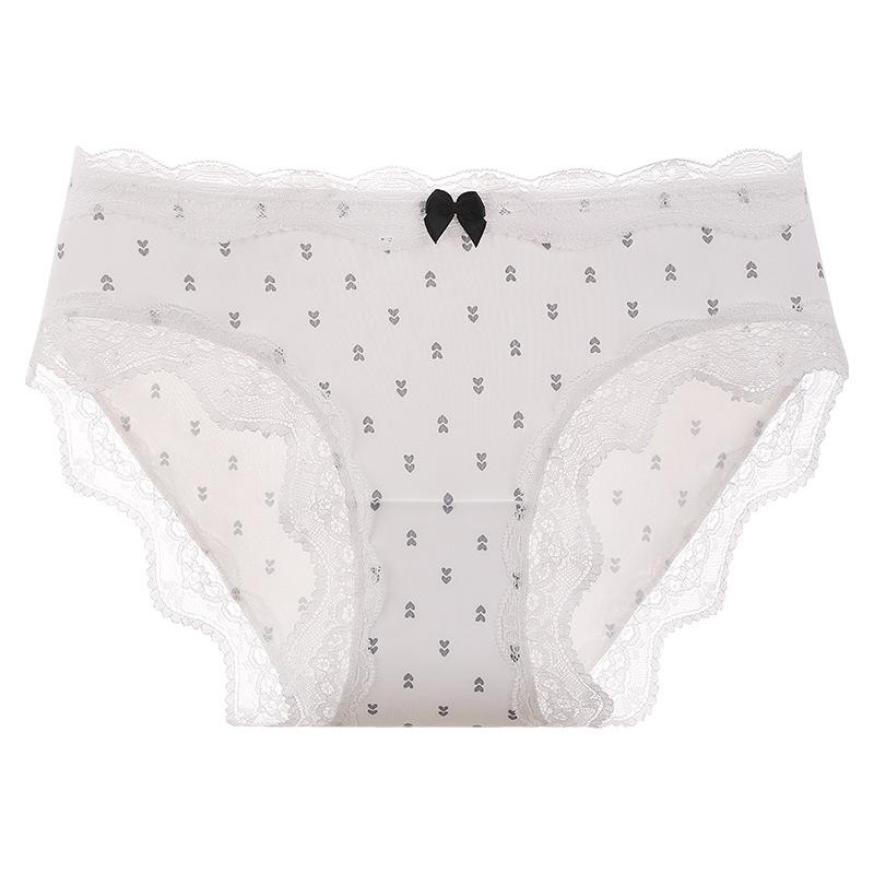 Girl Spring and Summer Broken Flower Bow Lace Frivolous Cool Feeling Ice Silk High Bullet Speed Dry Briefs