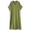 Dimanaf 2025 Summer Plus Size Cotton Dress Basic Women Vintage Casual Loose Long New Solid Dress Maxi