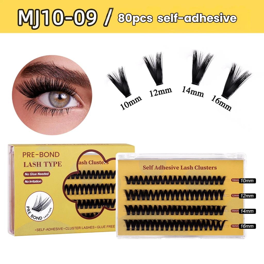 False Eyelashes - Glue-Free DIY Segmented Lashes, Formaldehyde-Free, Voluminous & European Curl, Self-Adhesive Makeup