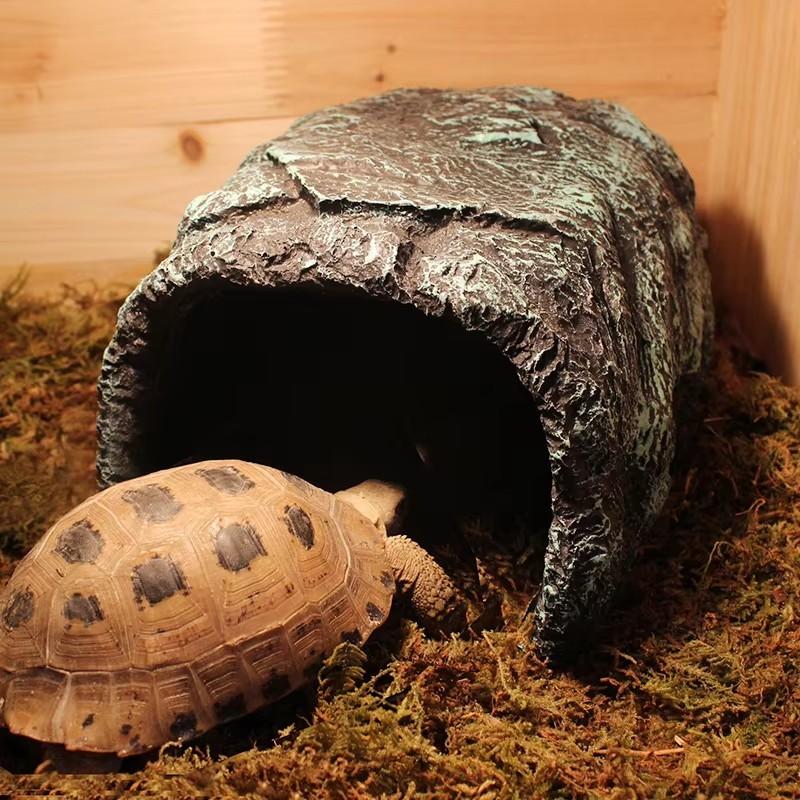Reptile Rock Hide Cave Simulation Realistic Safe Comfortable Resin Spot Turtles Rock Pet  Hiding Spot  for Lizard Snakes