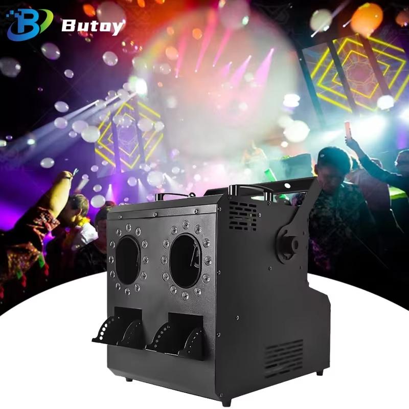 2 Holes Compact LED Smoke Bubble Machine - EU Plug 1500W DMX Supported for Wedding Party Stage