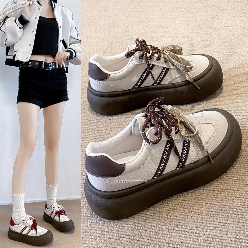 Muffin Platform German Training Shoes Women's 2025 New Autumn Retro Color Matching Versatile Niche Design Casual Board Shoes