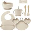 Silicone Dinner Plate Set Baby Children Learning To And Drink Feeding Tableware Baby 6pcs  Crab Compartment Food Bowl