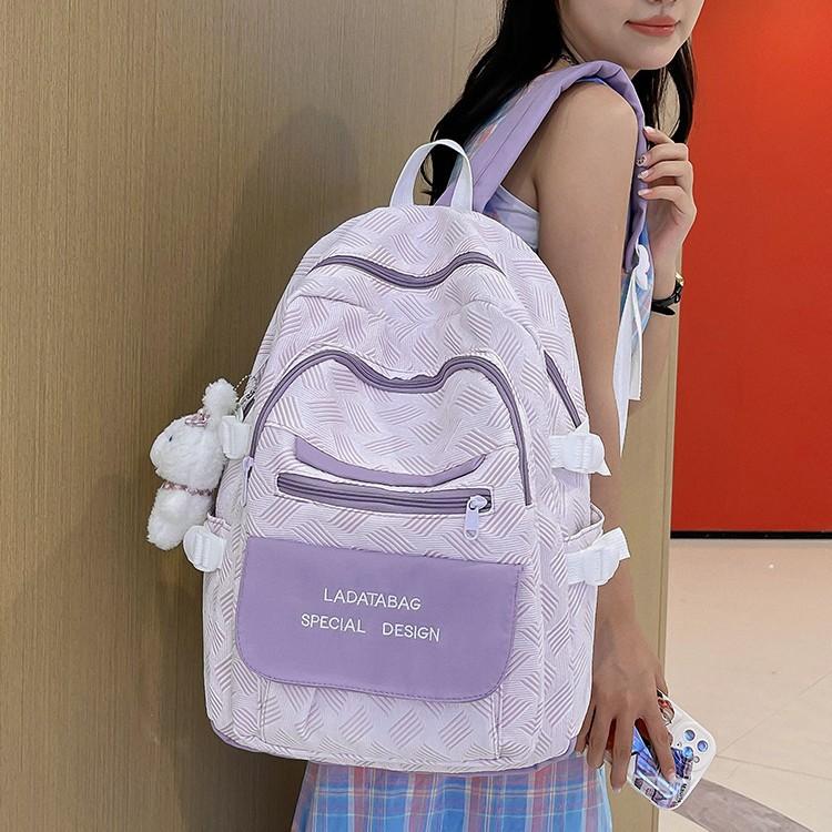 Schoolbag new sweet small fresh contrasting color backpack fashionable student schoolbag medium college student large capacity backpack junior high