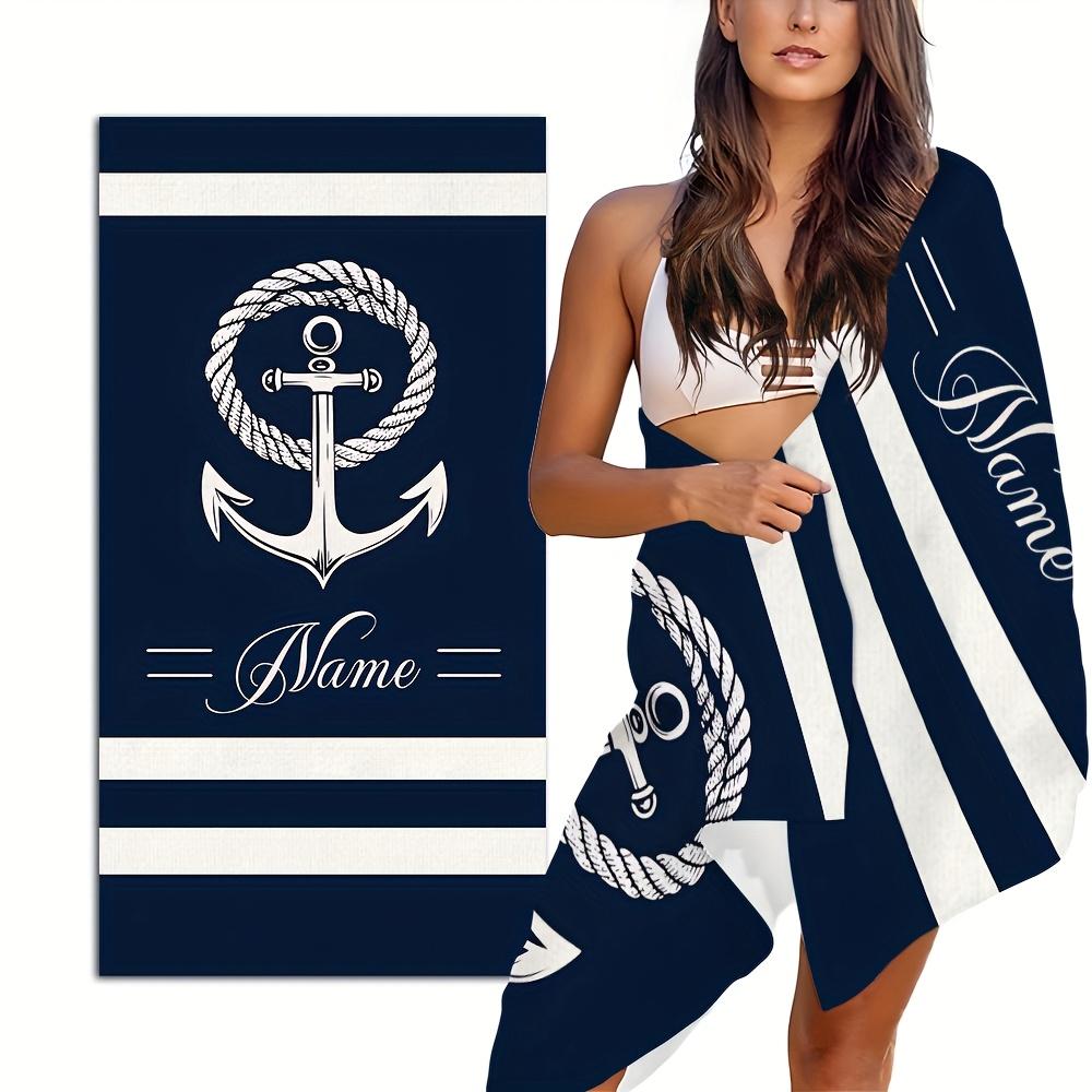 Nautical Anchor Beach Towel: Elegant, Personalized Design Bringing Maritime Style and Coastal Vibes to Your Seaside Moments