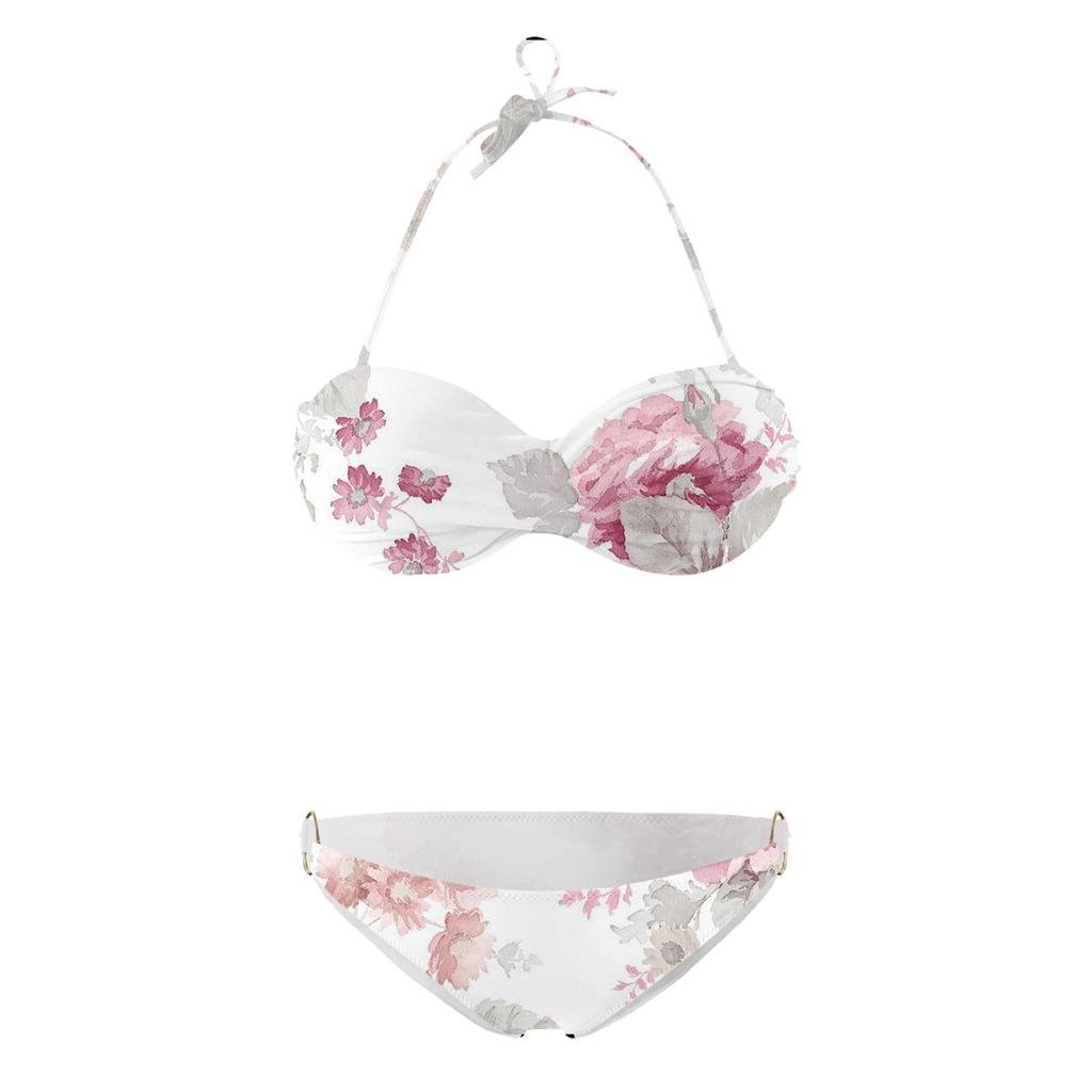 2024 European and American Women's Sexy Split Swimsuit with Hard Cup and Double Ring Bikini