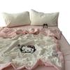Summer Girl Cute Kt Cat Towel Embroidered Light Summer Cool Quilt, Thin Machine Washable Air Conditioner Quilt Summer Quilt Core