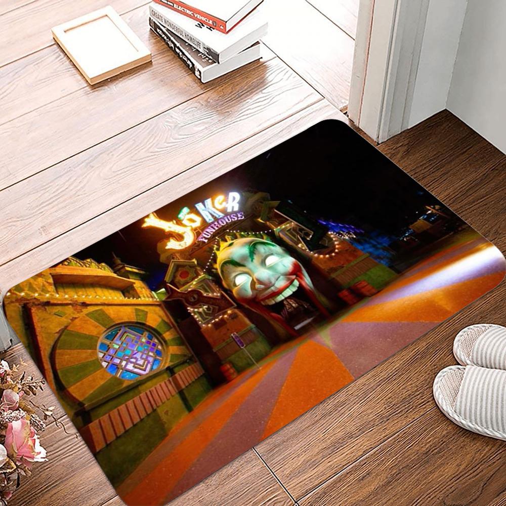 Horror Clown Pattern Door Mat Vivid Scary Clown Designs with Different Facial Expressions Non Slip Floor Mat for Home Decor