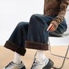 Petite Women's Fleece-Lined Wide-Leg Jeans: Slim-Fit, Stretchy, Fashionable, and Personalized for Autumn/Winter.