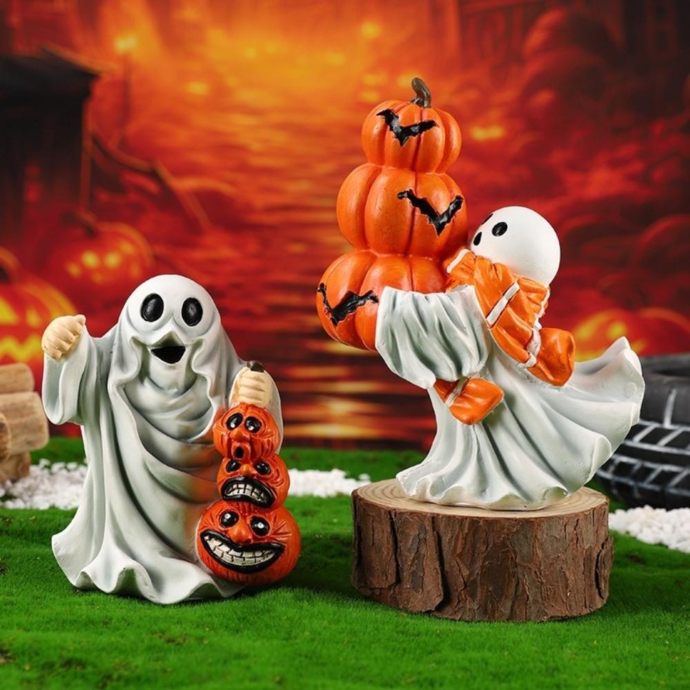 3D Sculpture Ghost Sculpture Cartoon Halloween Figurine Funny Ghost Statue  Office