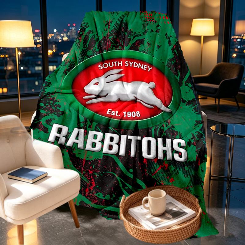 South Sydney Rabbitohs Print Blanket - Soft & Comfortable, for Bedroom, Travel, Sofa, Home Decoration - Birthday Christmas Gift for Friend