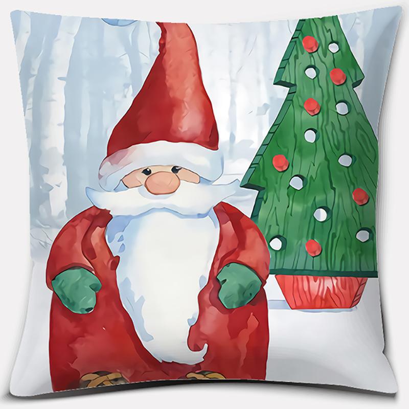 Santa Print Series Pattern Pillowcase Square Pillowcase Home Office Decoration Pillowcase