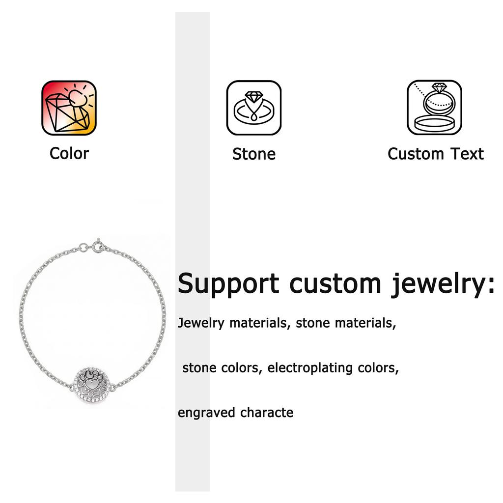 Fine 925 Sterling Silver Platinum Plated Chain Link Bracelet Women's Fashion Beaded Exquisite Zircon Details Wedding Gift Party