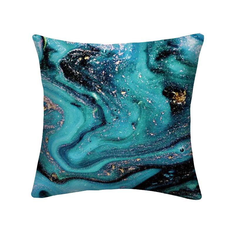 Niebieska Marmurowa Poszewka na Poduszkę 45x45cm Wzór Skały Morskiej Kwadratowa Sofa Poduszka Kwadratowa Abstrakcyjny Liść