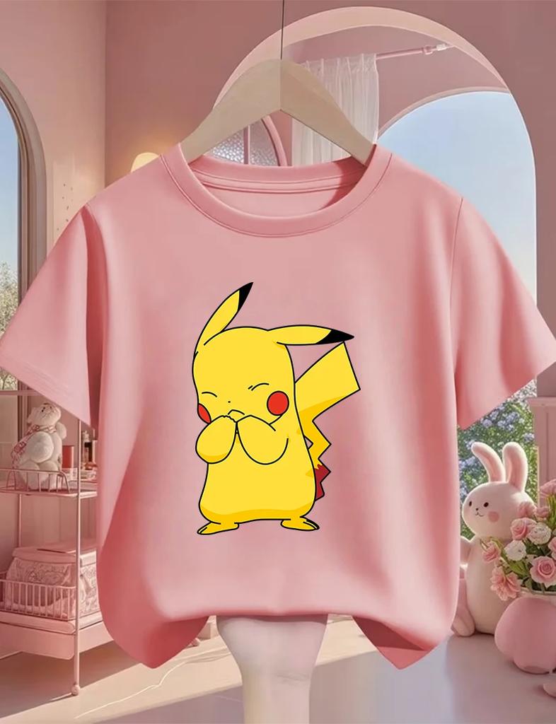 Pikachu Kids T Shirt 3-14Y Boys Girls Summer Cute Kawaii Crew Neck Fashion Street Hot Cartoon Casual Children