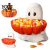 Trick or Treat Bowl Halloween Candy Bowl, Pumpkin Ghost Shaped Dish, Spooky Serving Party Food Holder Tray for Cookie, Dessert, Decor Cute