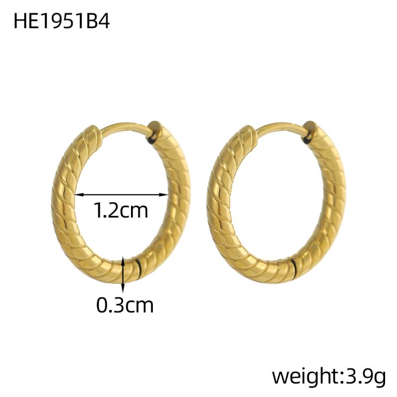 CARLIDANA Chic Simple Hoop Earrings Ins Simple Women Fashion Earrings Stainless Steel Gold Plated Twisted Circle Huggies Earring