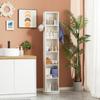 Swivel Bathroom Column Cabinet with Mirror 6 Shelves 36 X 36 X 171 Cm White