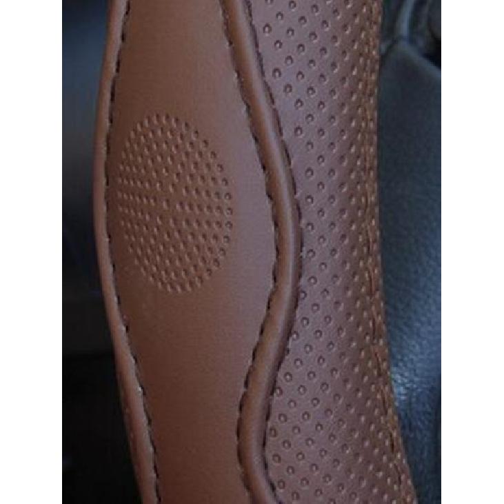 38Cm Brown Dynamic Fiber Leather Embossed Car Steering Wheel Cover Four Seasons