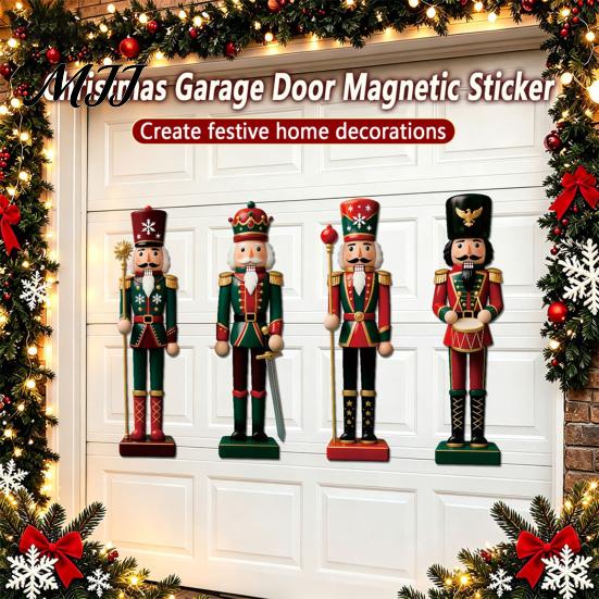 Holiday Party Magnets 4Pcs Christmas Nutcracker Magnetic Decoration for Garage Door, Festive Vintage Soldier Fridge Magnet, Waterproof Dcor
